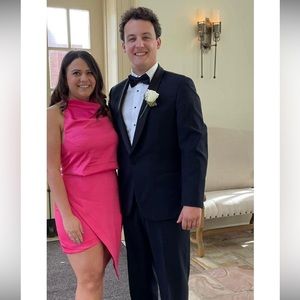 ELLIATT CAMO dress in pink satin. Size Large.